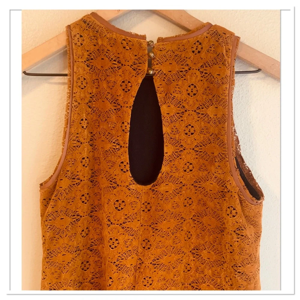 Anthropologie Maeve Amis Faux Suede Dress Terracotta Brown Size 2
